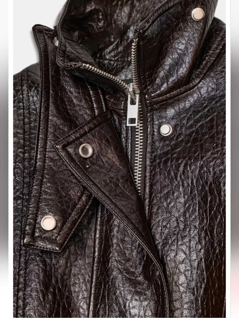 ZARA FAUX LEATHER JACKET BROWN NEW - Picture 8 of 8